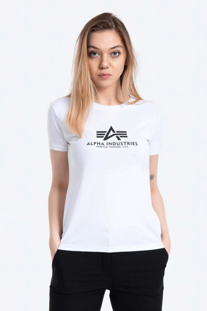 Bavlnené tričko Alpha Industries 196051.09-white, biela farba