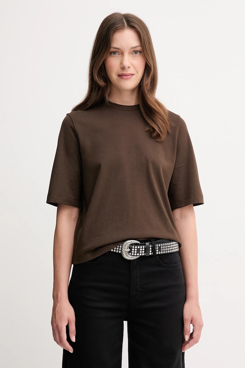 United Colors of Benetton t-shirt bawełniany damski kolor brązowy