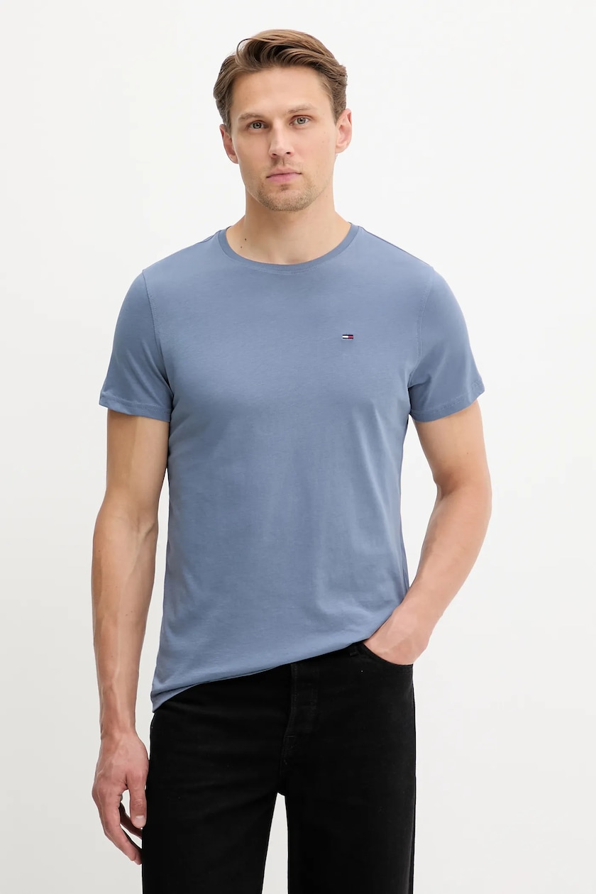 Tommy Jeans t-shirt bawełniany męski kolor niebieski z Tommy Jeans t-shirt bawełniany męski kolor niebieski z