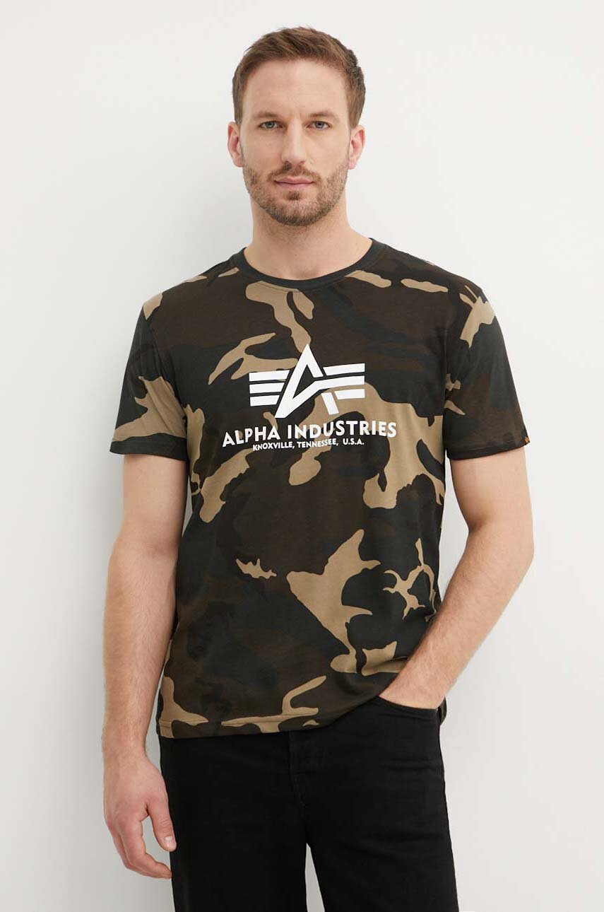 Basic on T-shirt PRM | color Industries green Alpha 100501C.408 Camo T-Shirt buy cotton