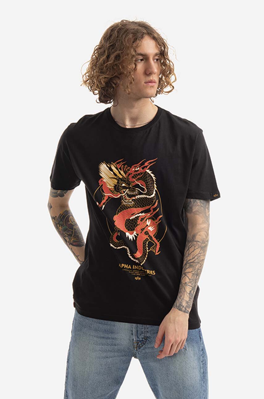 Industries cotton T-shirt black buy Alpha color | Herritage on PRM Dragon