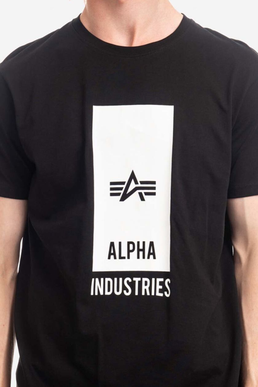 Alpha Industries cotton T-shirt Alpha Industries Block Logo T 126547 03  black color | buy on PRM