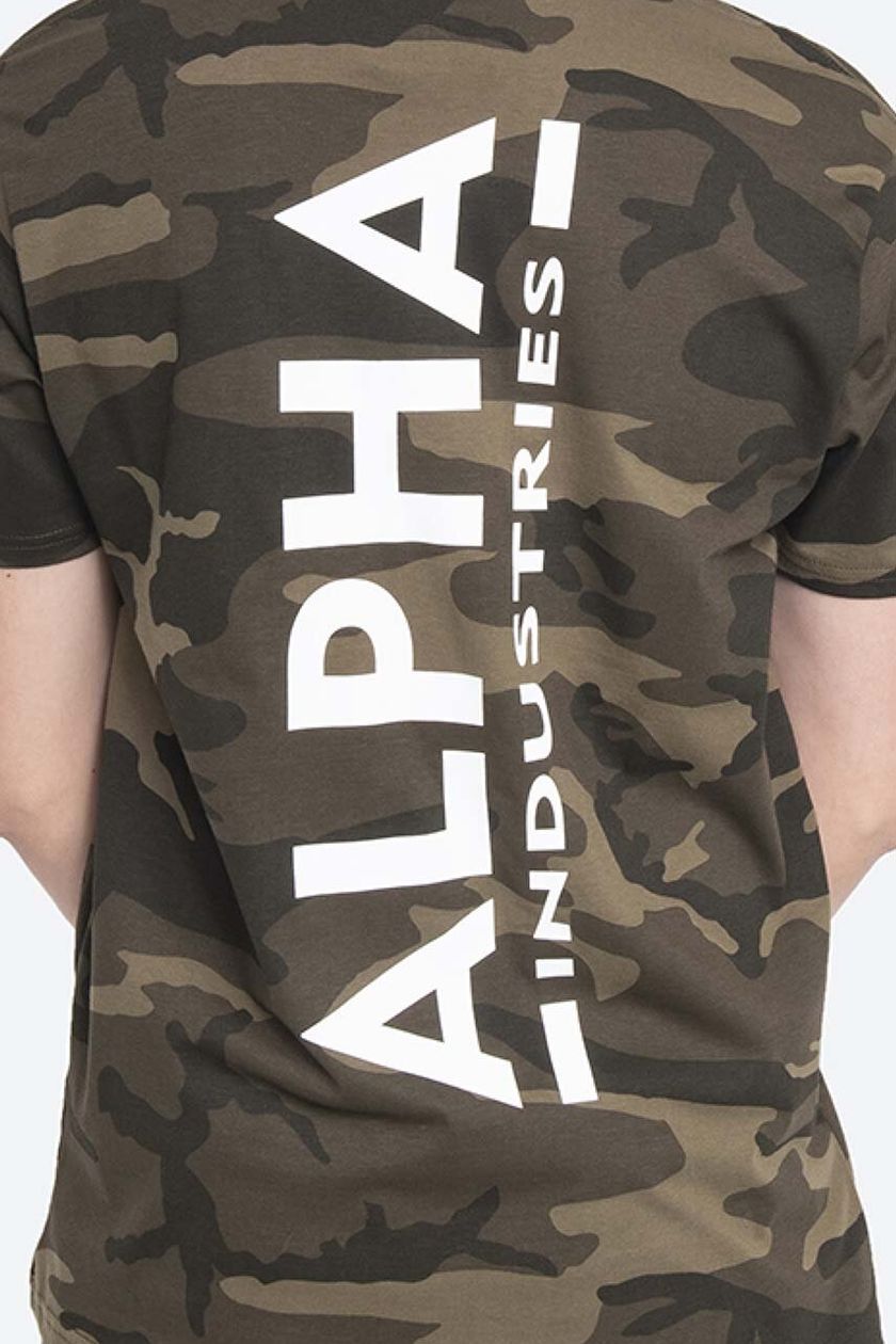 Alpha Industries cotton T-shirt Backprint T Camo green color buy on PRM