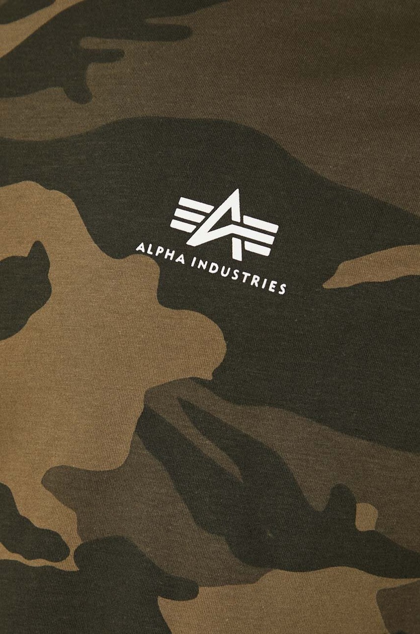 送料込★ALPHA INDUSTRIES★ Camo Tpu T 半袖Tシャツ Alpha Industries cotton T-shirt Backprint T Camo green color
