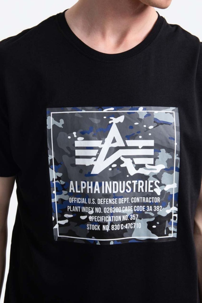 Alpha Industries cotton T-shirt Camo Block black color | buy on PRM