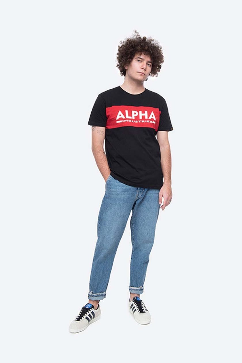 Alpha Industries cotton T-shirt buy black T Inlay PRM on color 