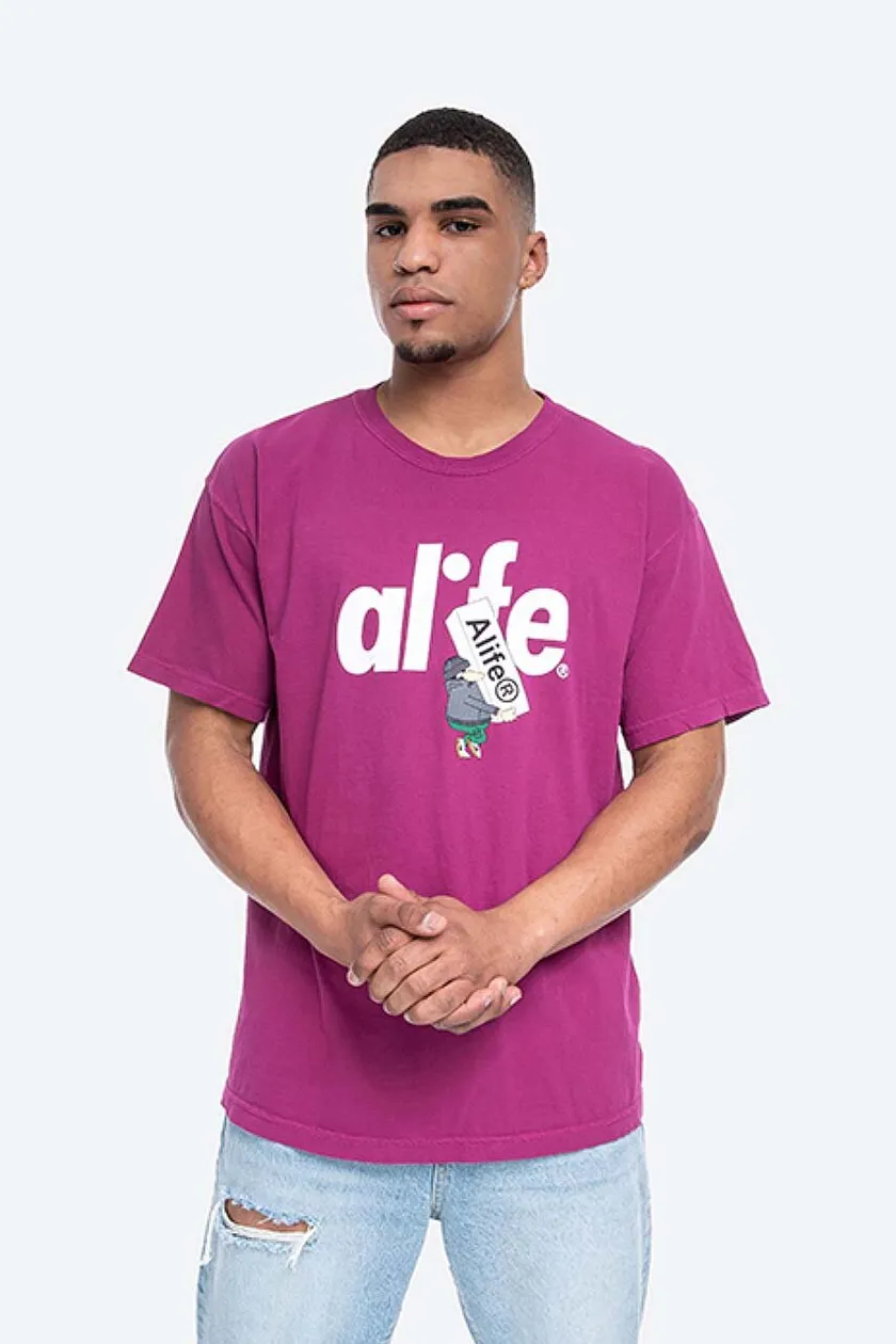 PURPLE/YELLOW Alife T-shirt | PRM on Boostin Boostin Alife violet cotton buy Alife ALISS20-60 color