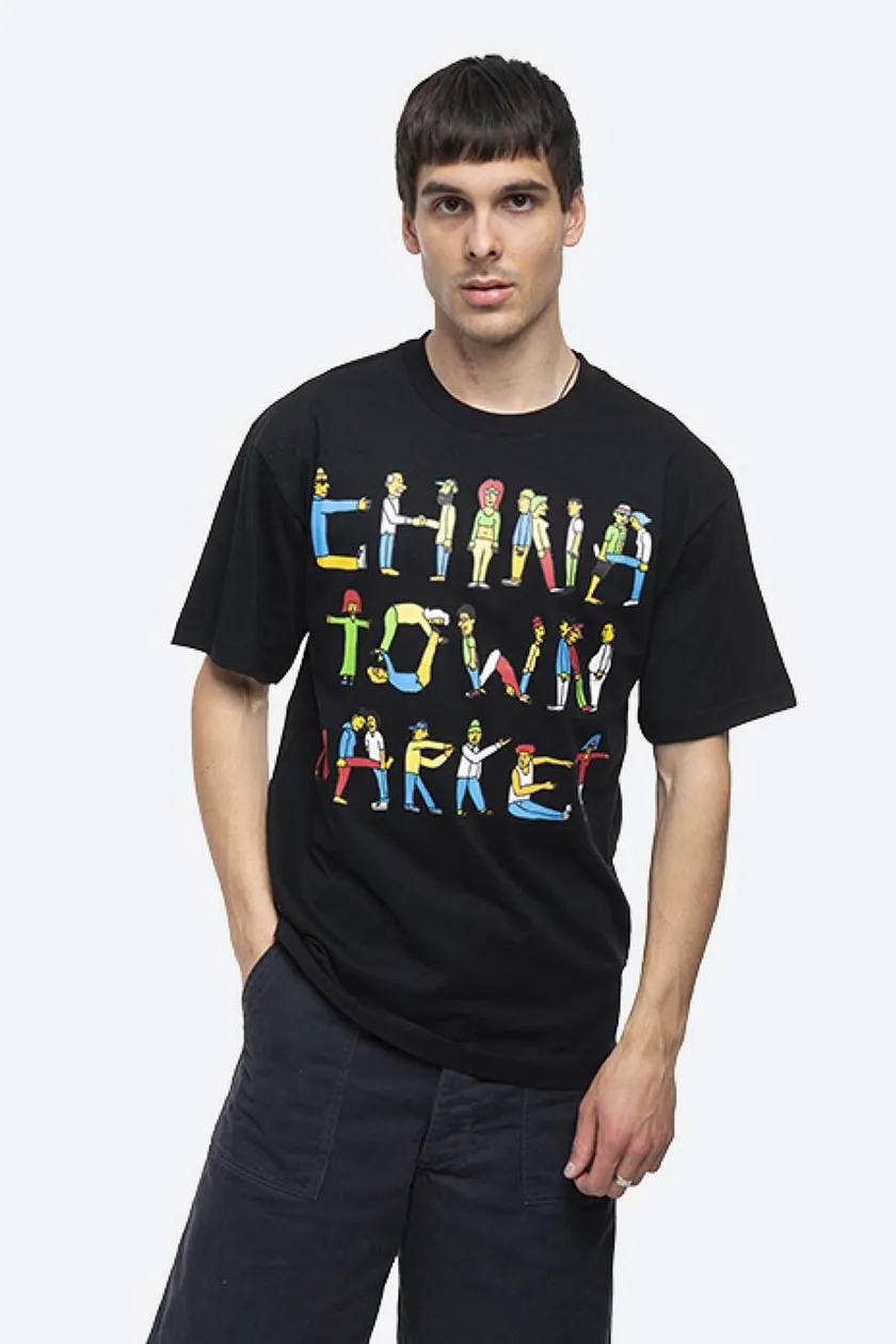 czarny Market t-shirt bawełniany Chinatown Market City Aerobics Tee Męski