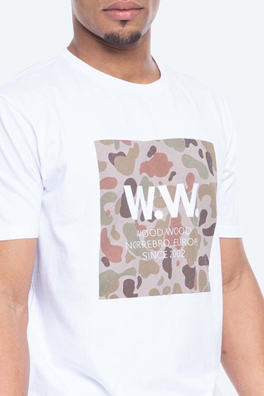 kamp Indsprøjtning Bugsering Wood Wood cotton T-shirt WW Square white color | buy on PRM