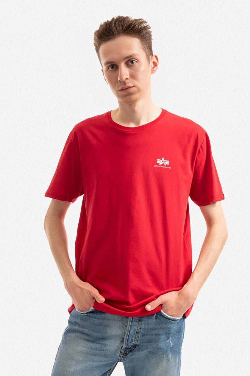 Alpha Industries cotton T-shirt | color red Backprint buy PRM on