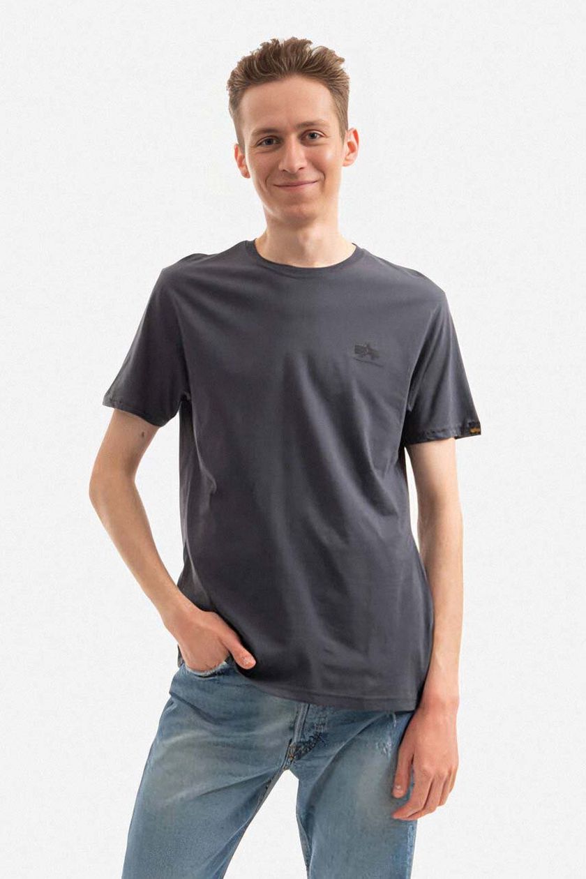 Alpha Industries cotton T-shirt Backprint gray color | buy on PRM