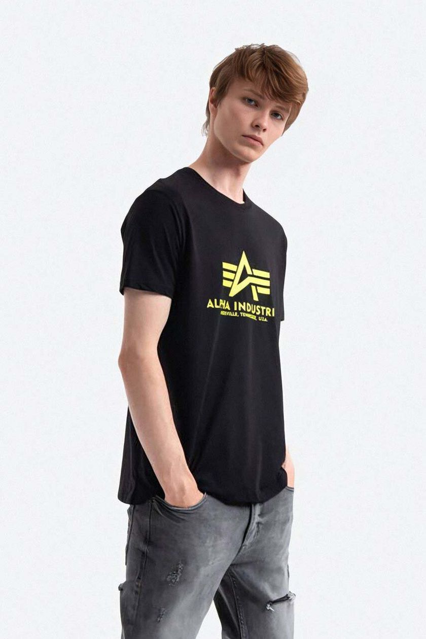 Alpha Industries cotton t-shirt black PRM on color | buy
