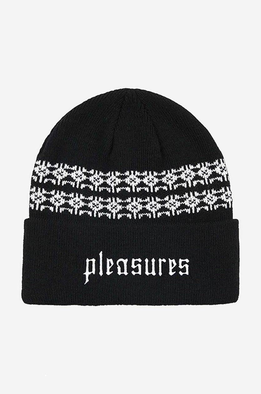 PLEASURES beanie Wire Jacquard Beanie black color at PRM US