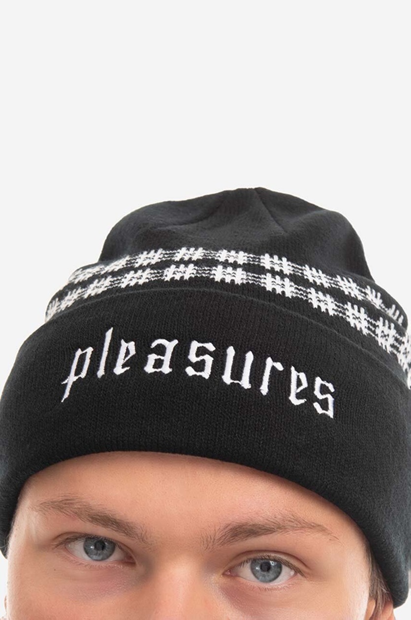 PLEASURES beanie Wire Jacquard Beanie black color at PRM US