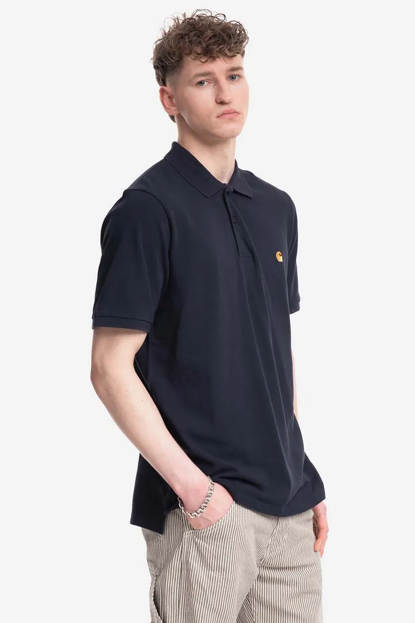 Carhartt WIP cotton polo shirt navy blue color | buy on PRM