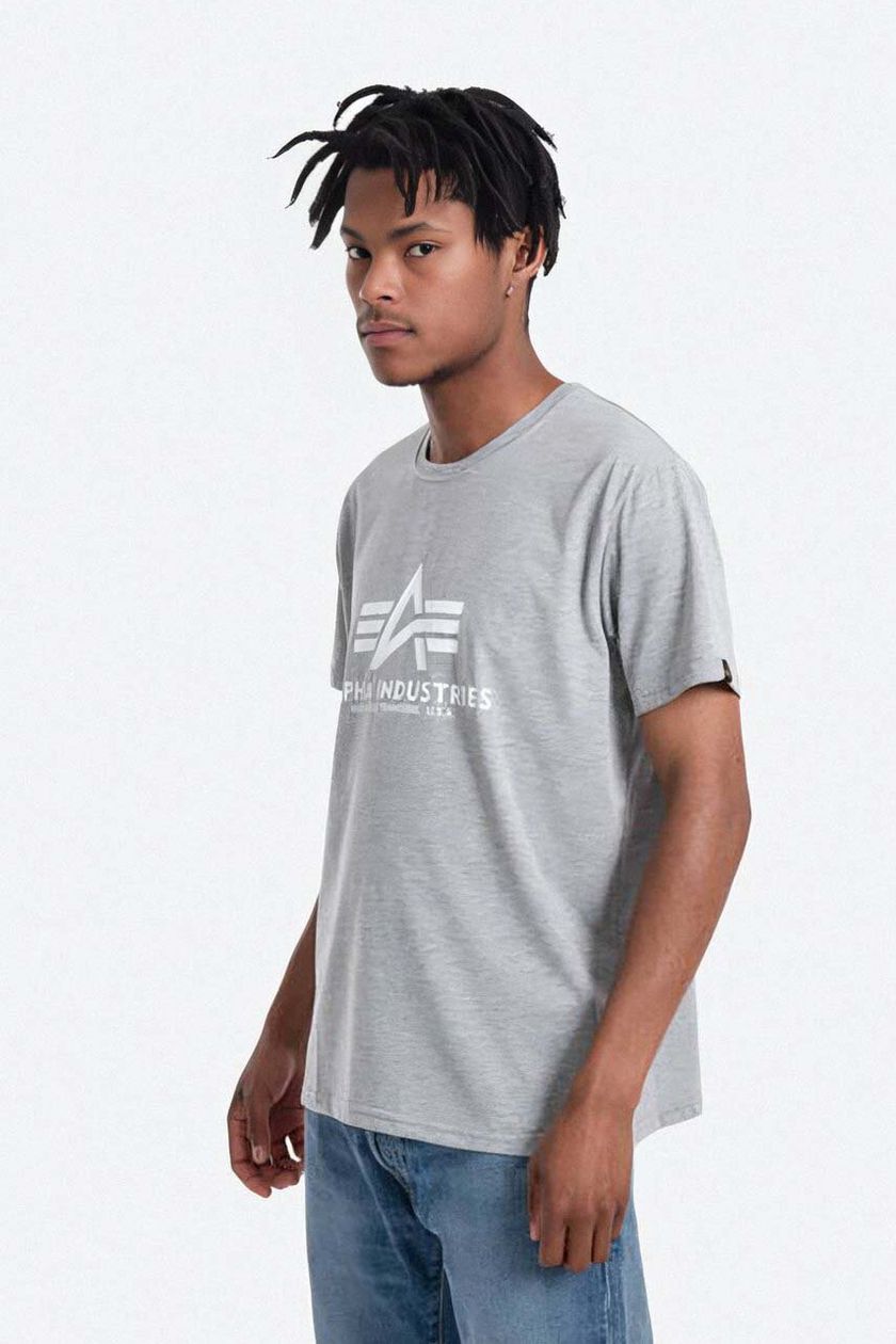 Alpha Industries cotton T-shirt Basic PRM Alpha buy 100501 on gray color | 230 Industries