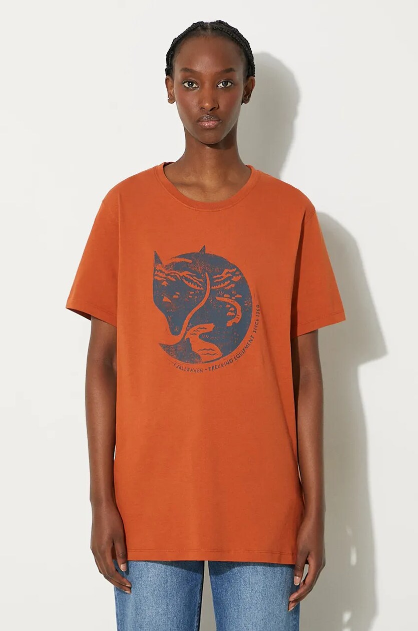 Fjallraven cotton t shirt Arctic Fox T shirt orange color at PRM US