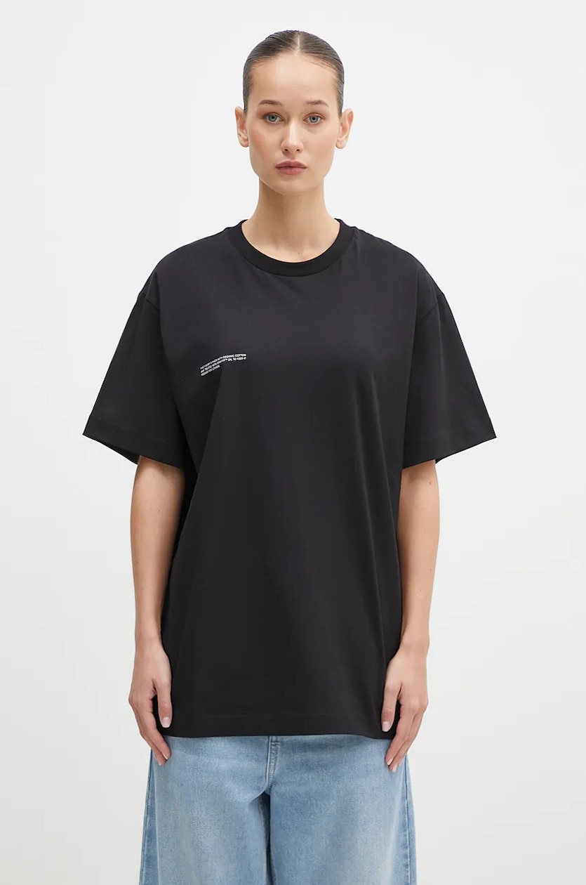 Tシャツ・カットソー ETMON Strap Shirring TShirt, Black VETEMENTS cotton t-shirt Pyramid Logo black color with a