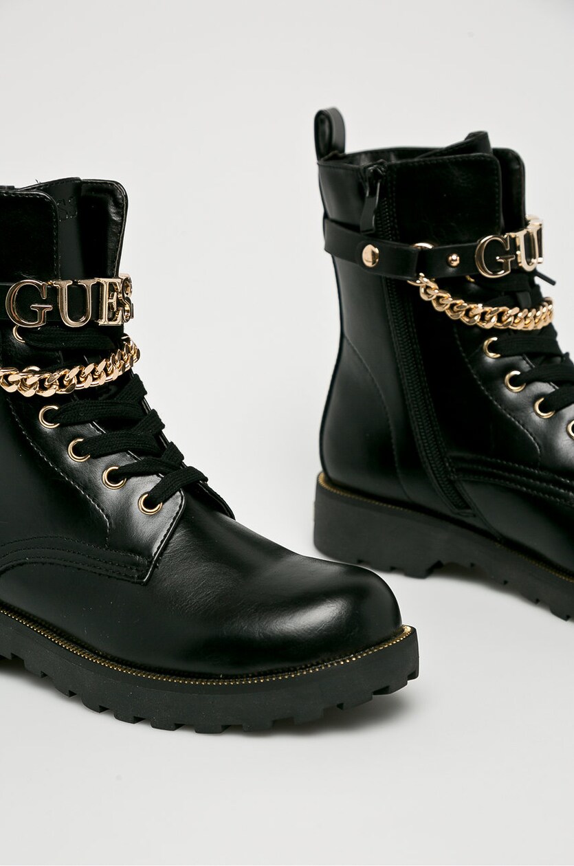 Guess workery NINA damskie kolor czarny na p askim obcasie FLNNA3 ELE10 Answear