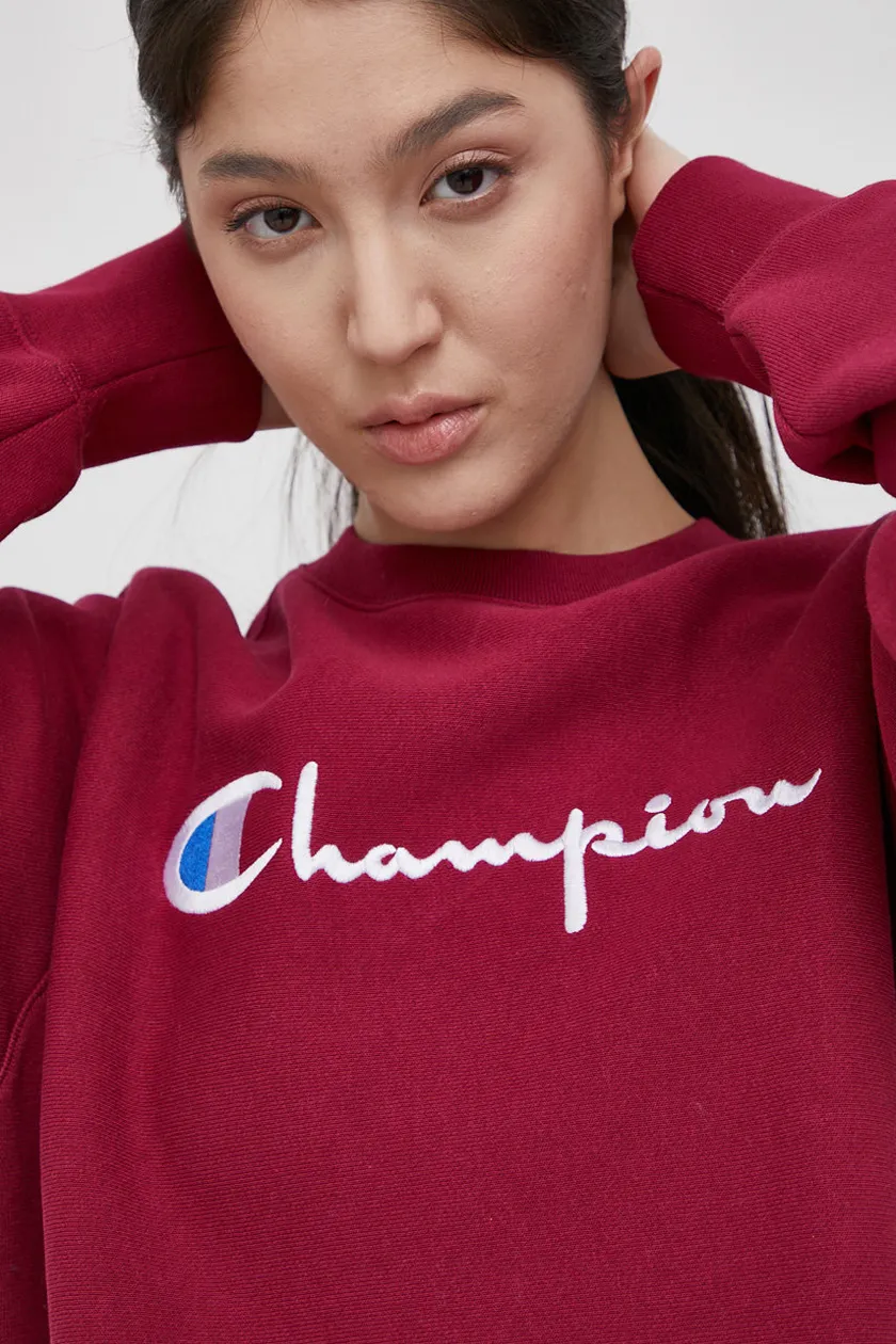 Champion sweatshirt women's maroon color buy on PRM