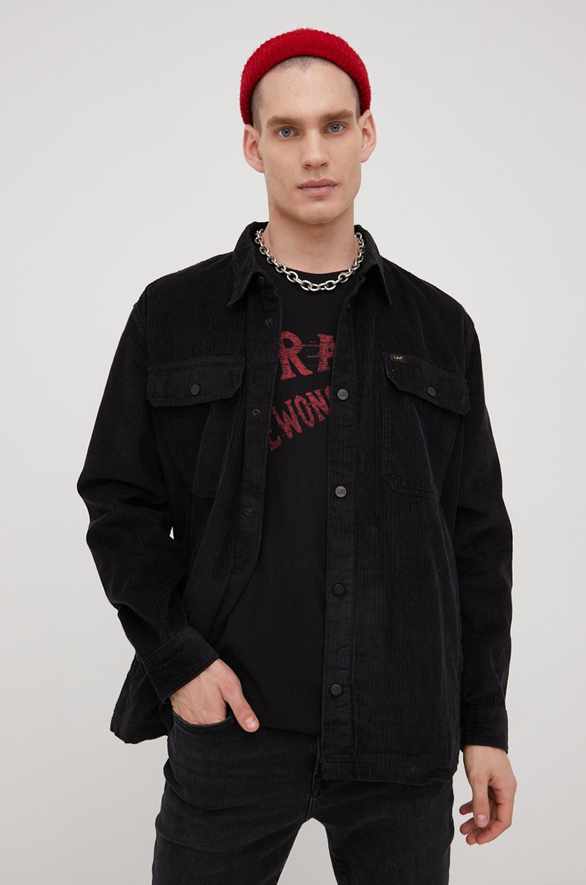 lee. Lee kurtka sztruksowa męska kolor czarny oversize | Answear.com