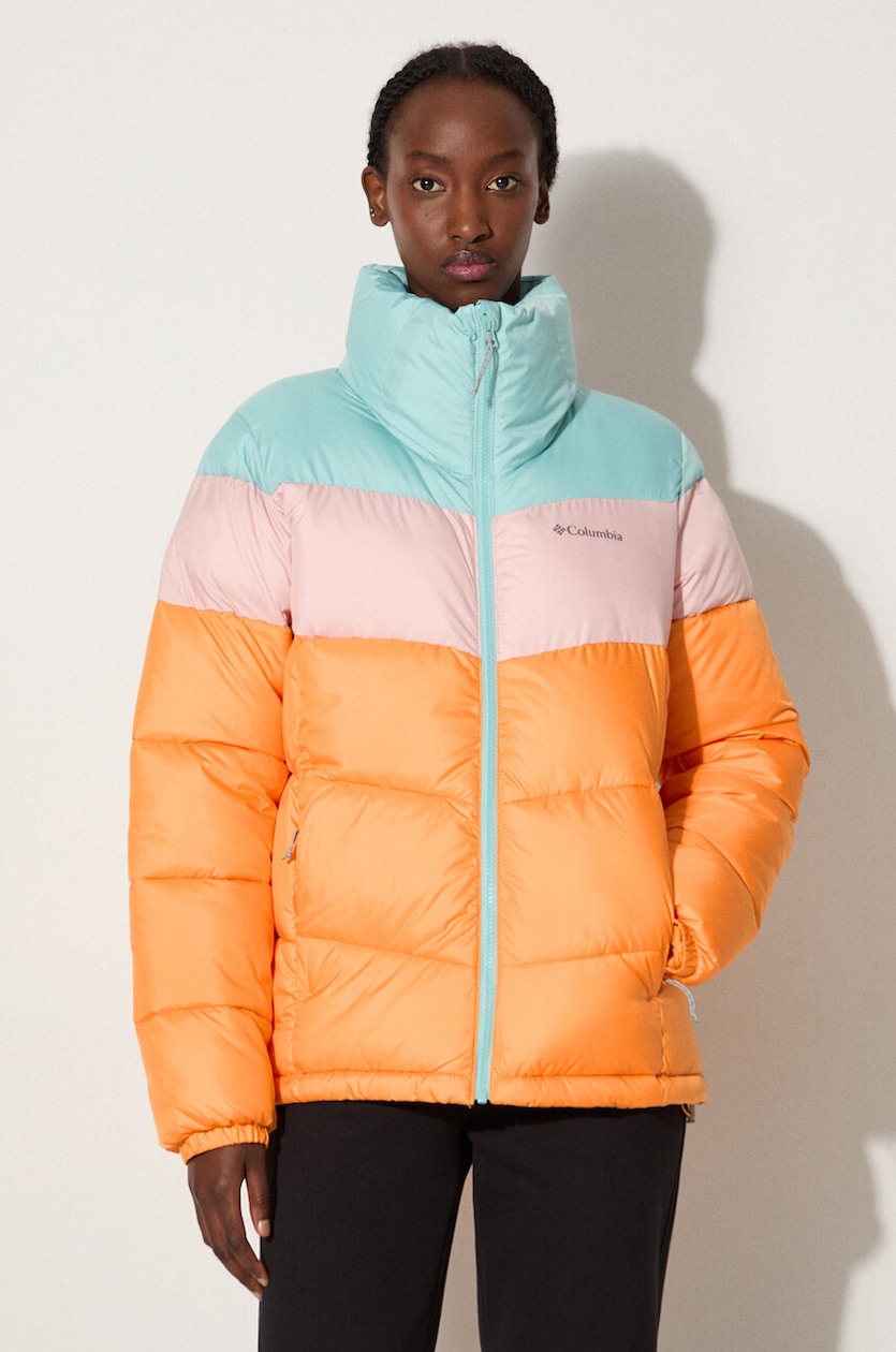 Columbia jacket Puffect Color Block Jkt women's orange color