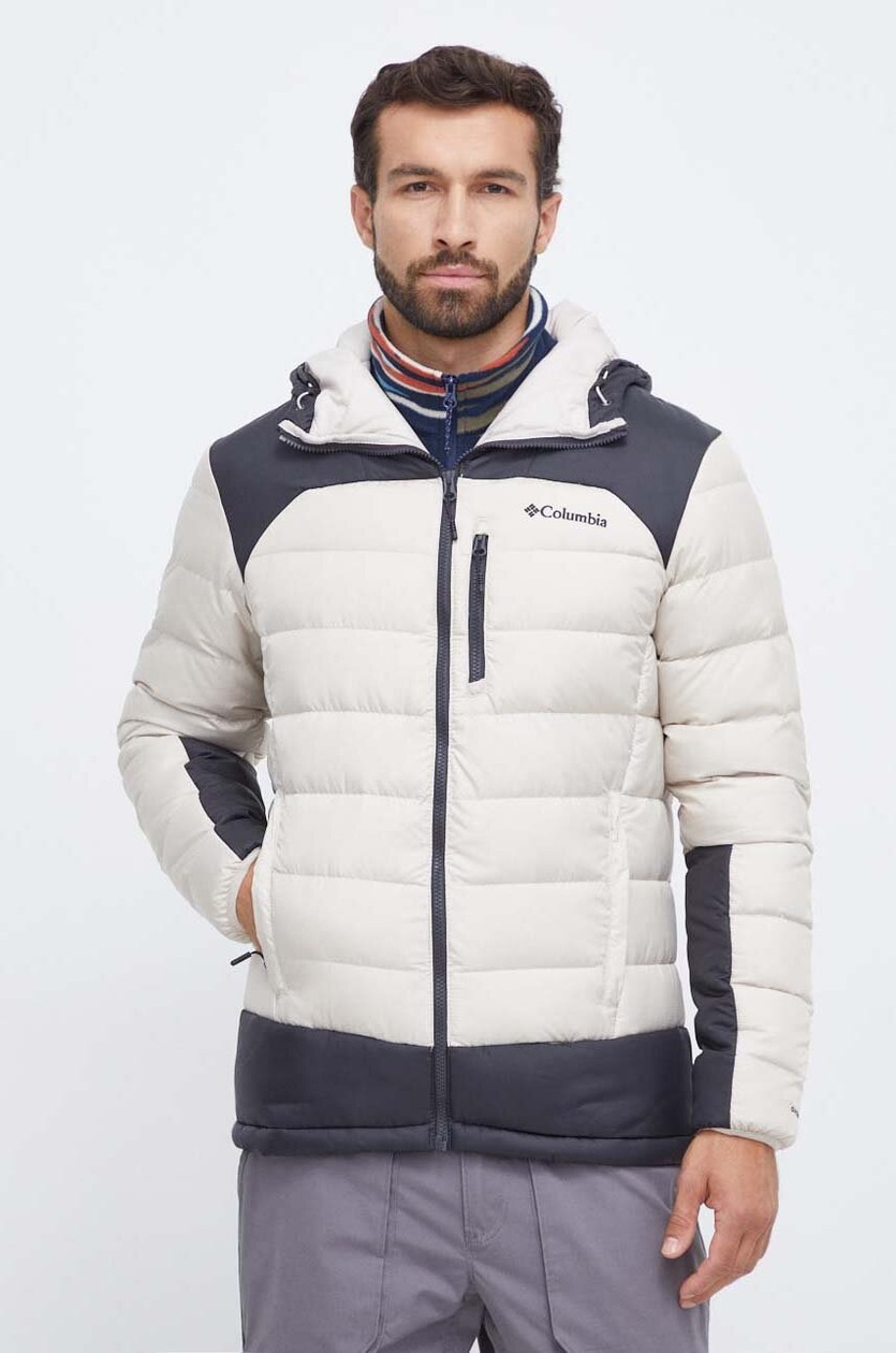 Columbia down jacket M Autumn Park Down Hoode men's beige color