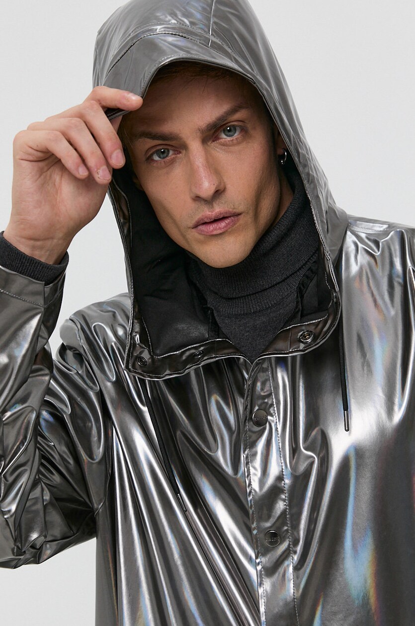 Rains rain jacket silver color at PRM US