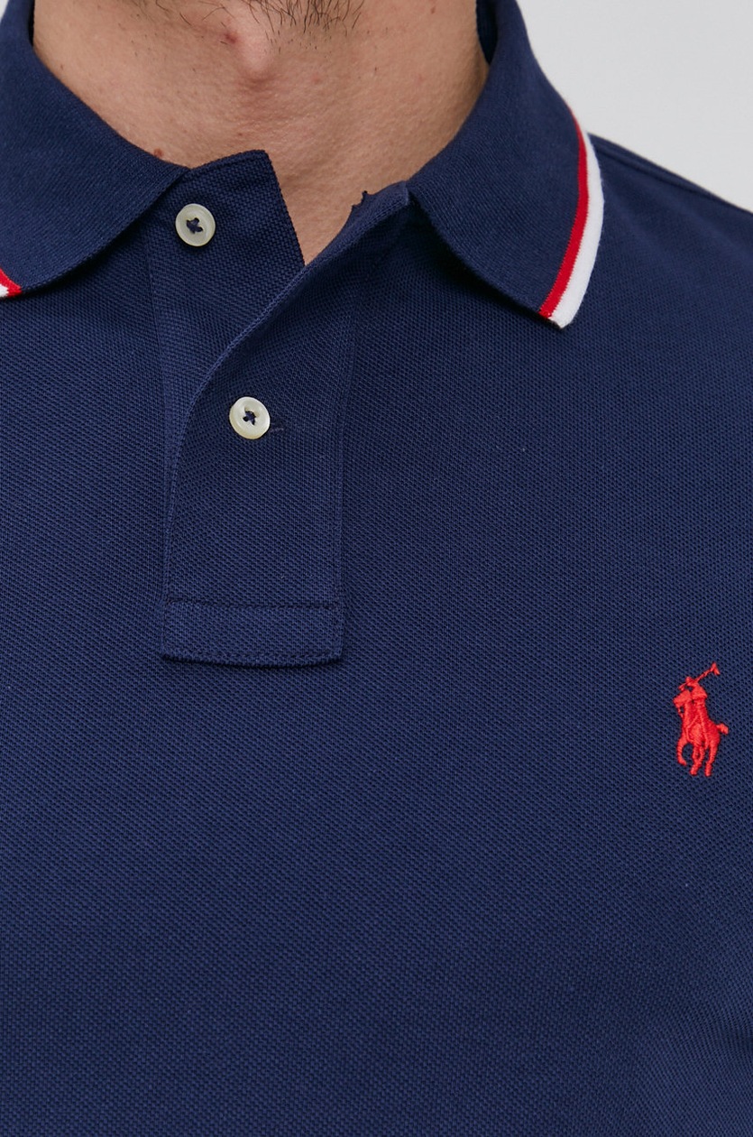 Поло Polo Ralph Lauren мужское цвет синий гладкий | ANSWEAR.ua