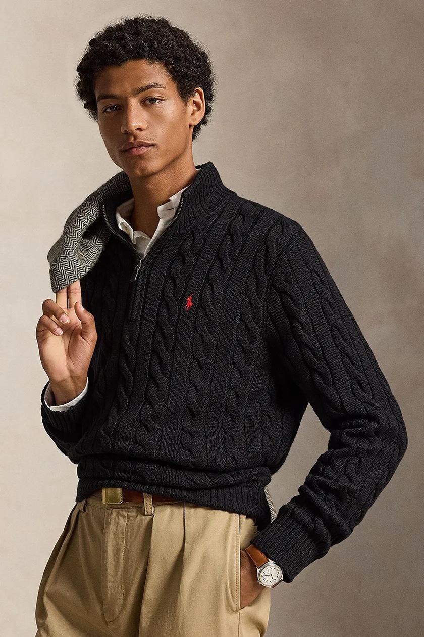 Polo Ralph Lauren свитер для мужчин с хлопком чёрный 710P06234