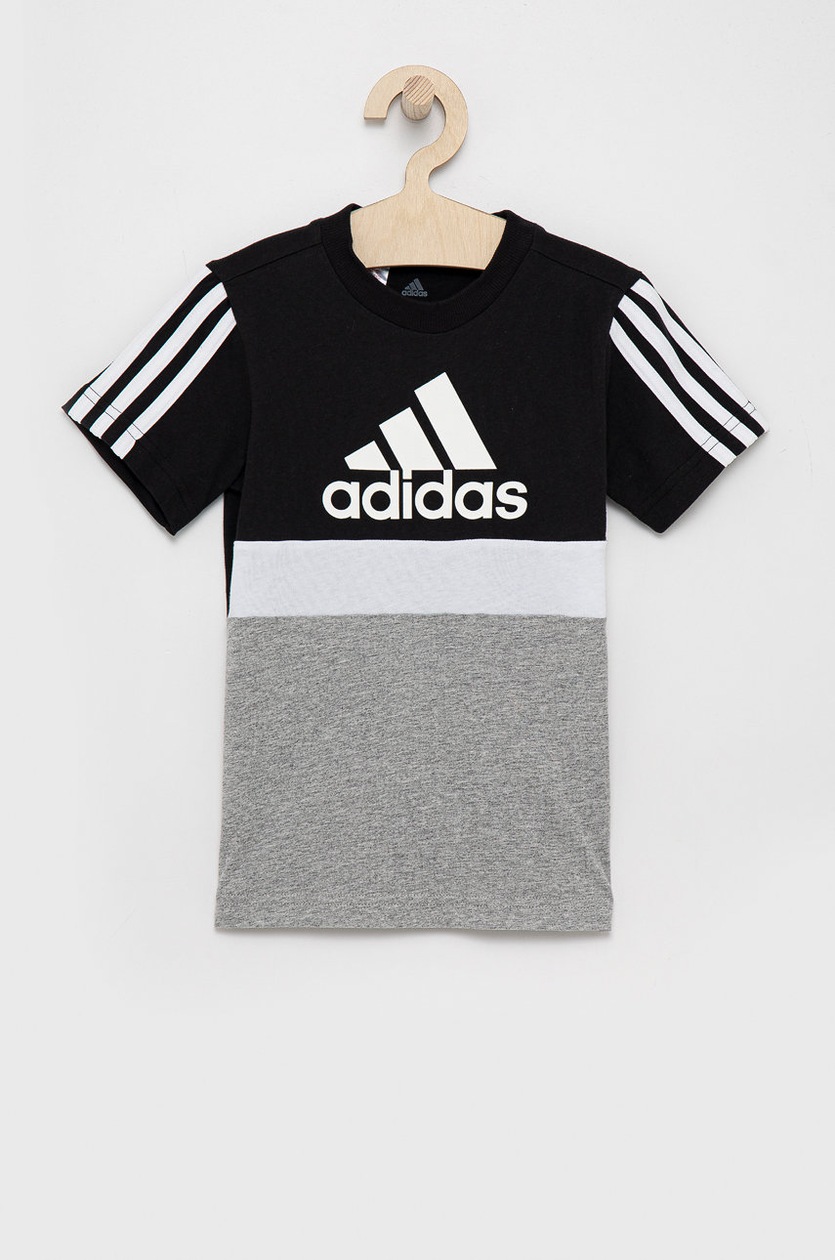 Детская хлопковая футболка adidas GS8886 цвет чёрный с узором | ANSWEAR.ua