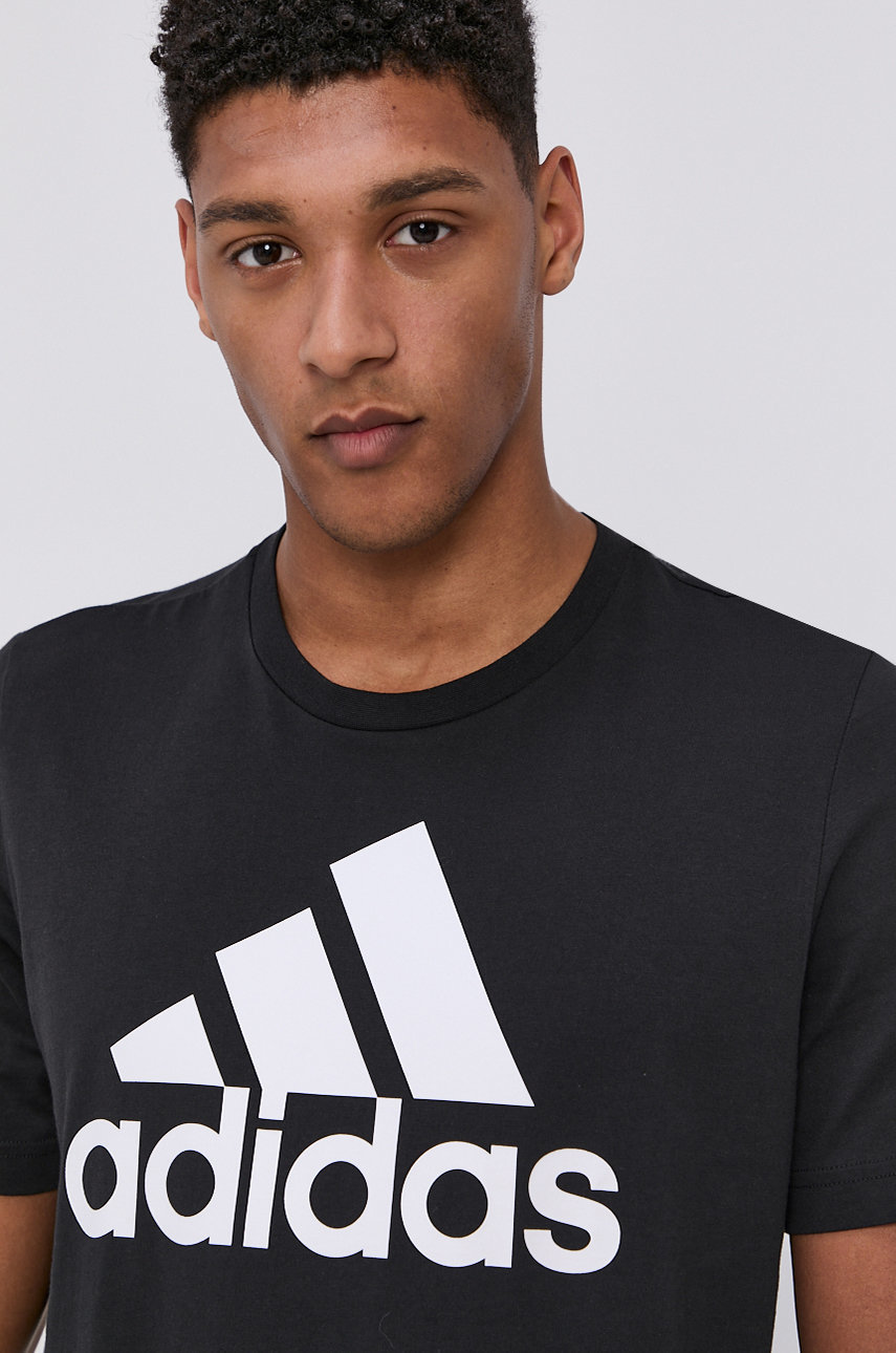 adidas T shirt GK9120 m ski kolor czarny z nadrukiem Answear