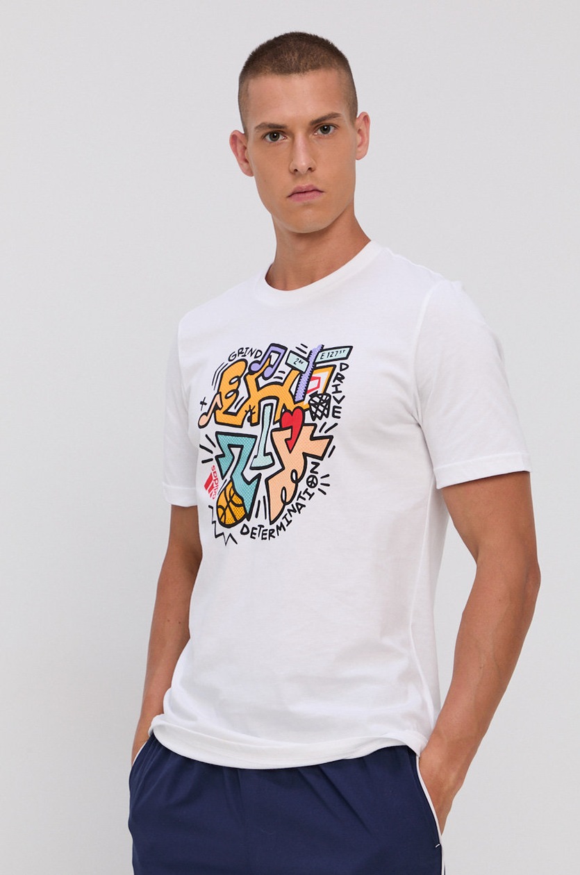 Bavlnené tričko adidas Performance GT0224 biela farba, s potlačou |  ANSWEAR.sk