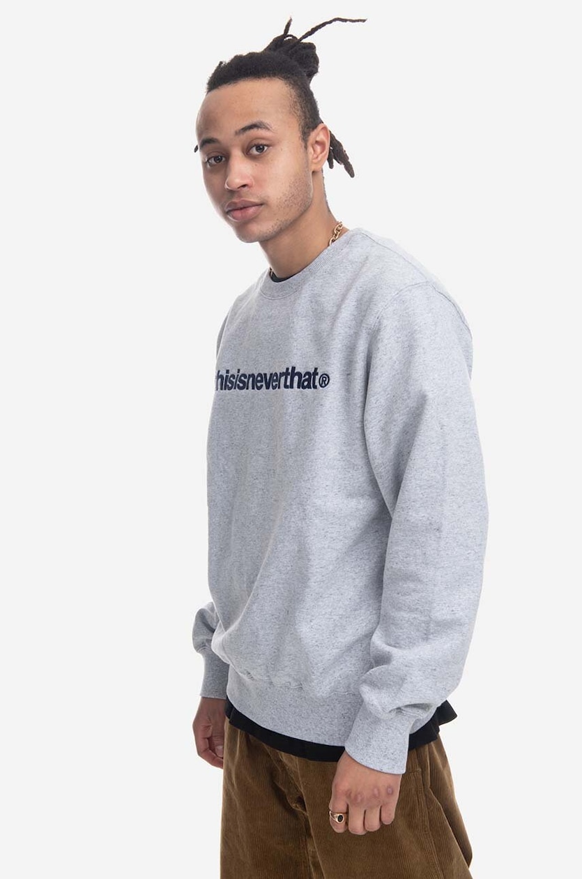 通販サイト一覧 cotton thisisneverthat sweatshirt gray men's Crewneck T-Logo トップス