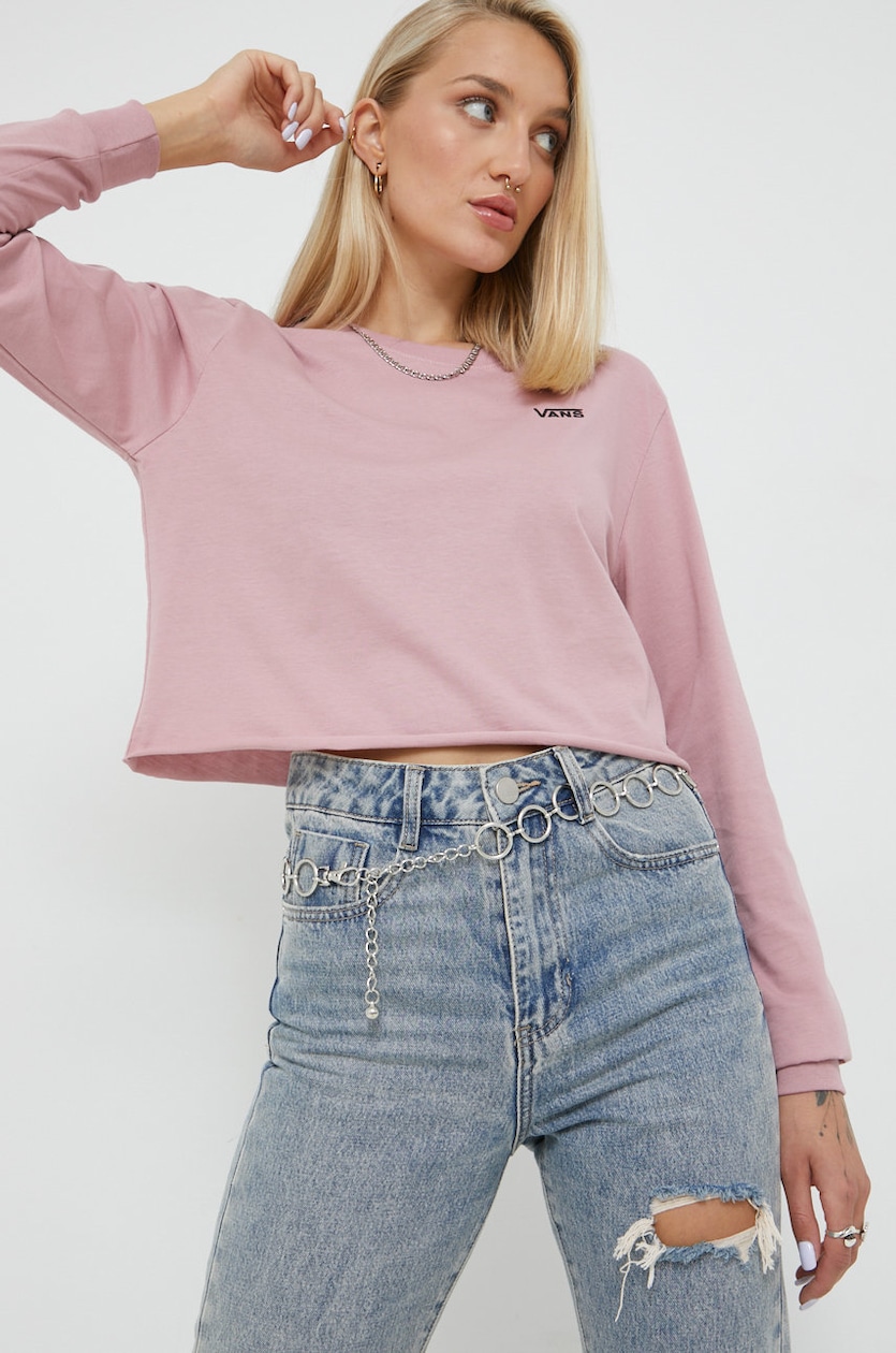 Vans longsleeve bawełniany kolor różowy | Answear.com