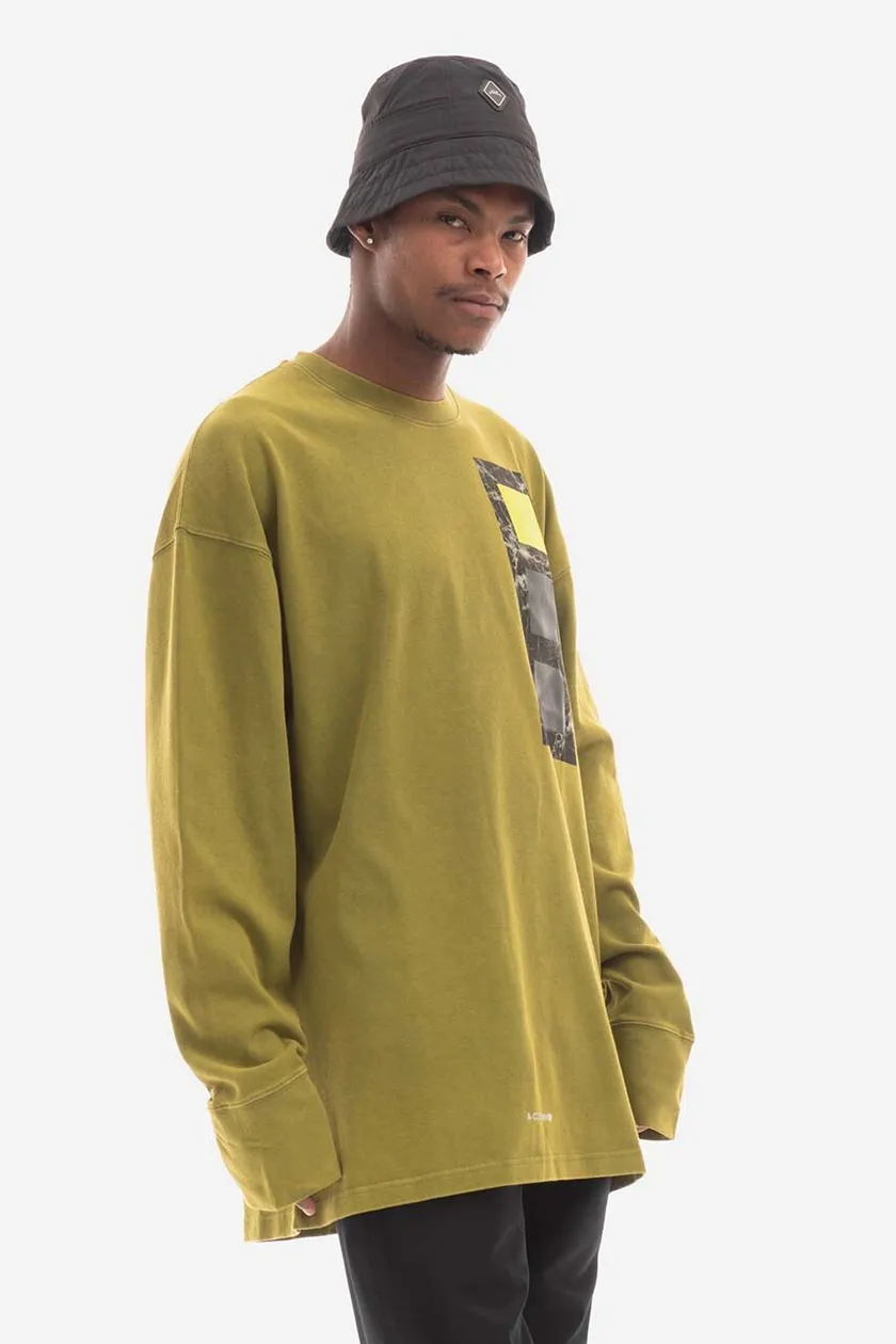 green A-COLD-WALL* cotton longsleeve top Relaxed Cubist LS T-shirt marrone Men’s