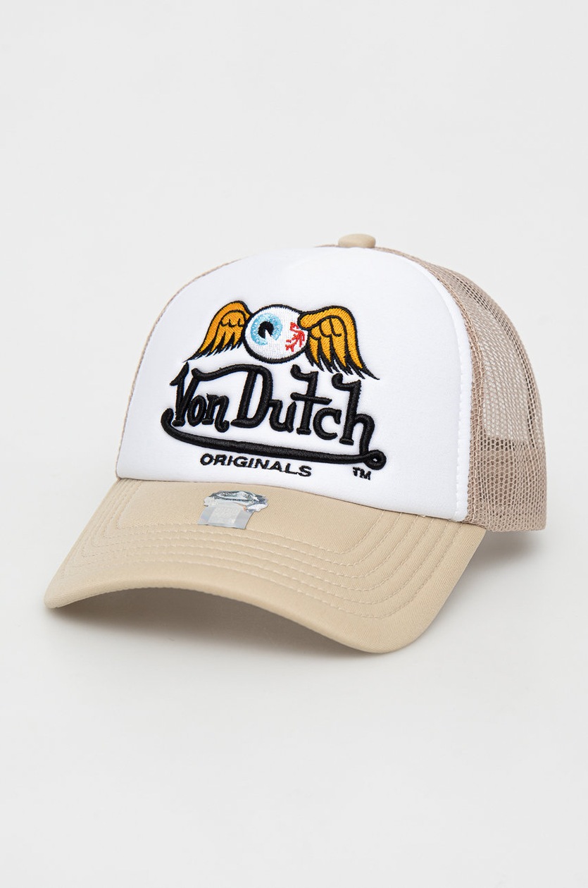 Von Dutch Cappellino da baseball Premium con rete in twill di Cotone Wild, nero/bianco, Taglia unica