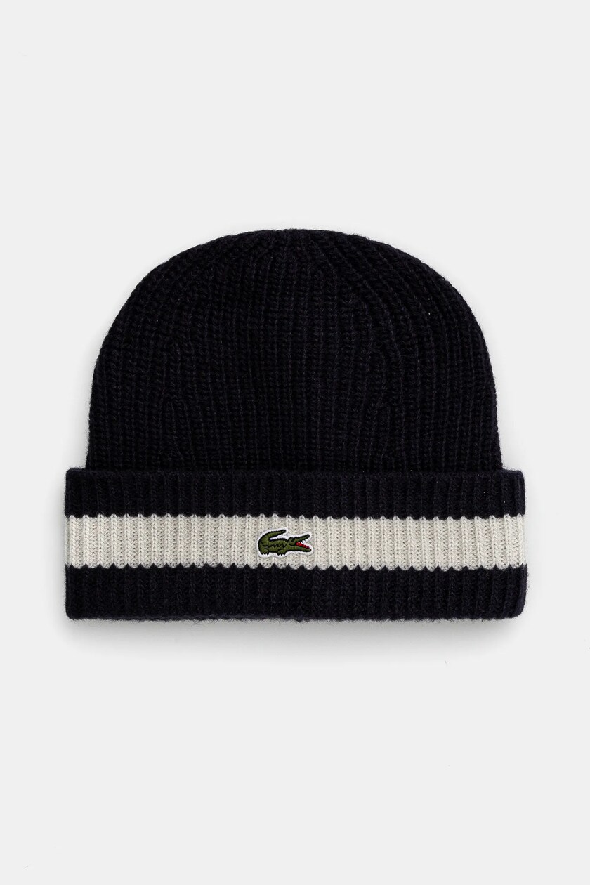 Lacoste wool beanie navy blue color at PRM US