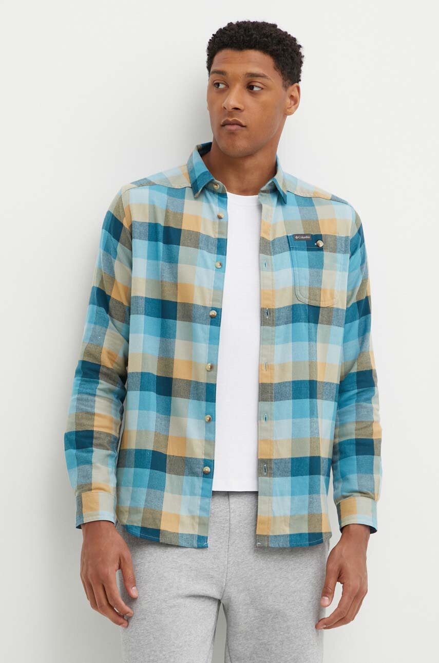 Columbia shirt Cornell Woods Flannel LS men's turquoise color 1617951