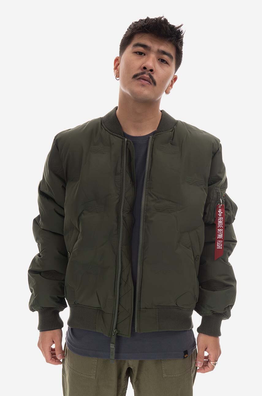 Alpha Industries bomber jacket MA-1 Emb. Logo Puffer menﾒs green color |  buy on PRM