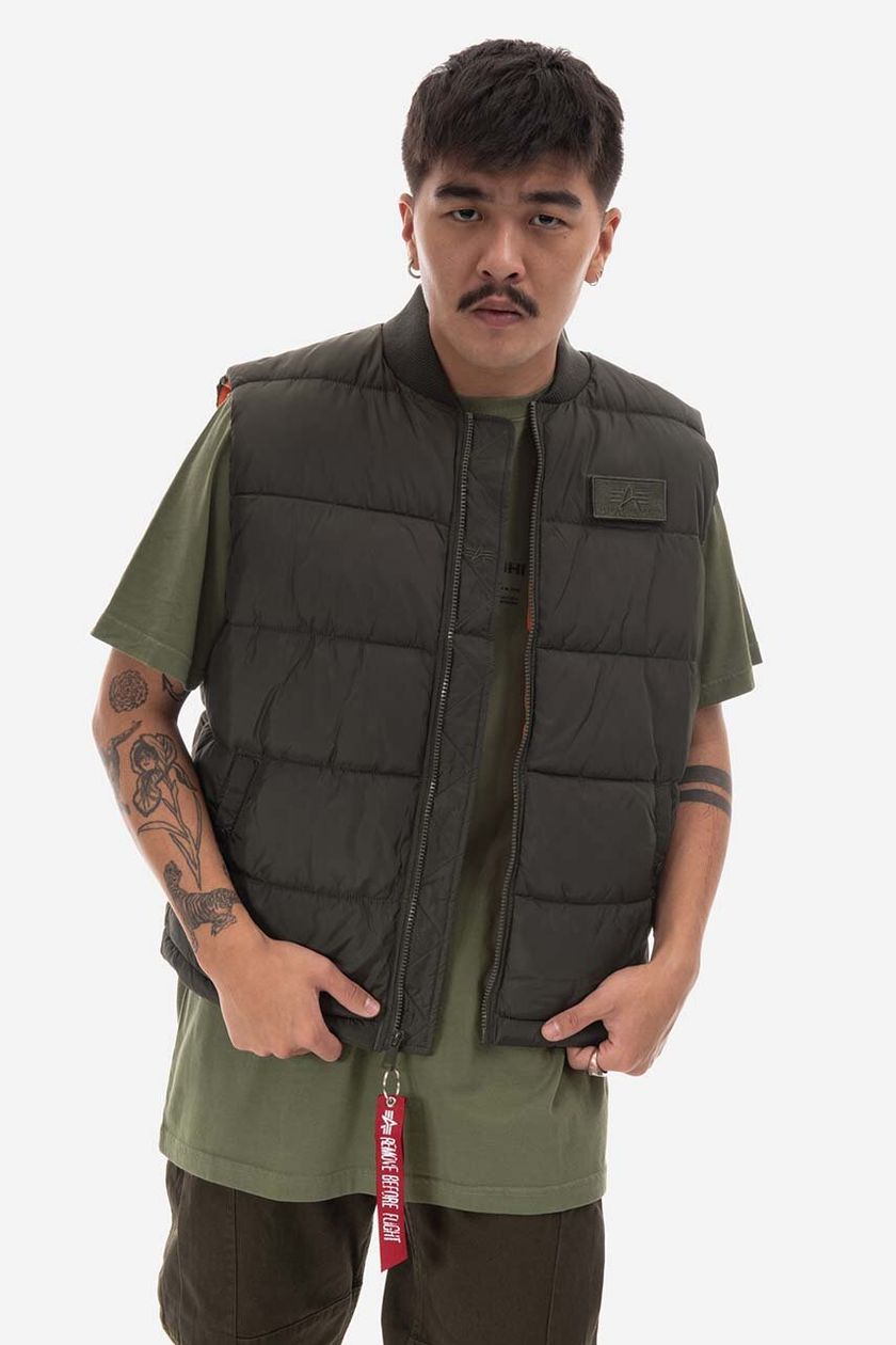 Alpha Industries vest buy PRM Puffer men\'s green color | Vest on