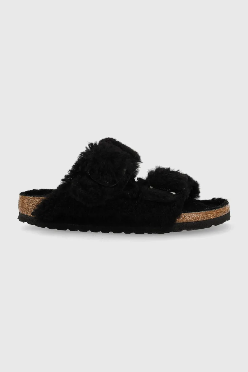 Birkenstock wool slippers Arizona BB Shearling black color