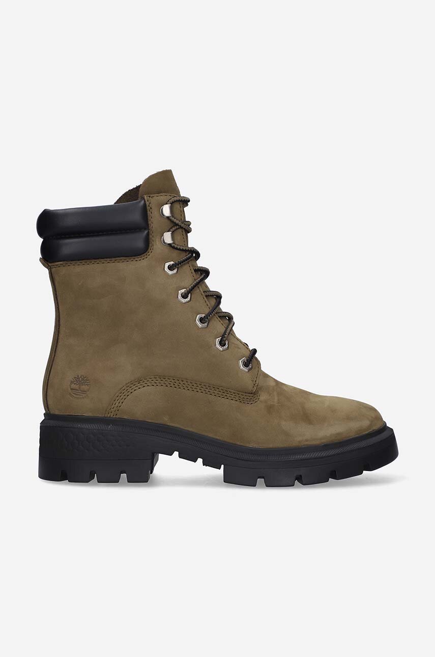 Semišové topánky Timberland Cortina Walley A5T8R-GREEN, dámske, hnedá farba, na plochom podpätku