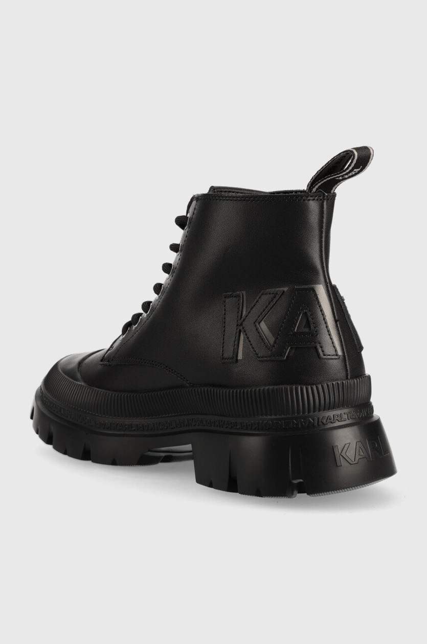 Kožené workery Karl Lagerfeld TREKKA MENS pánske, čierna farba