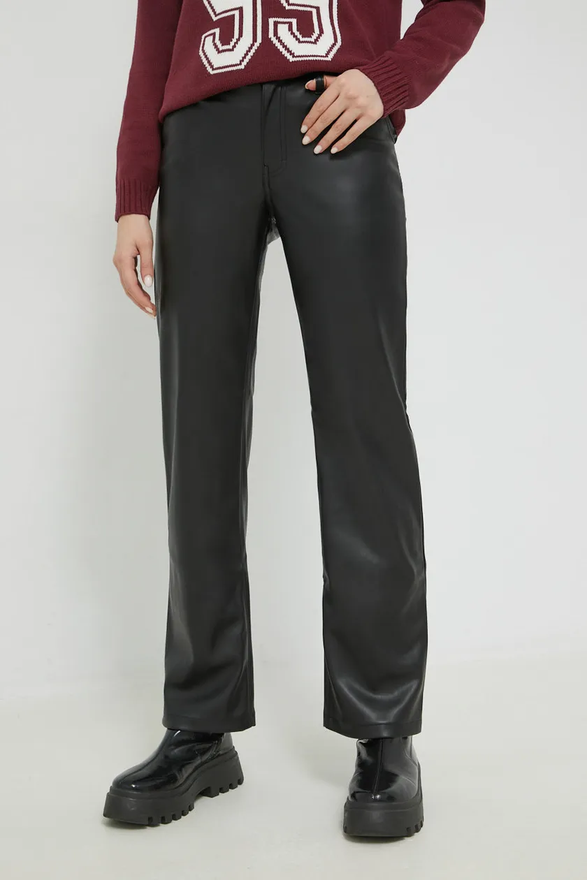 Hollister Co. spodnie damskie kolor czarny proste high waist