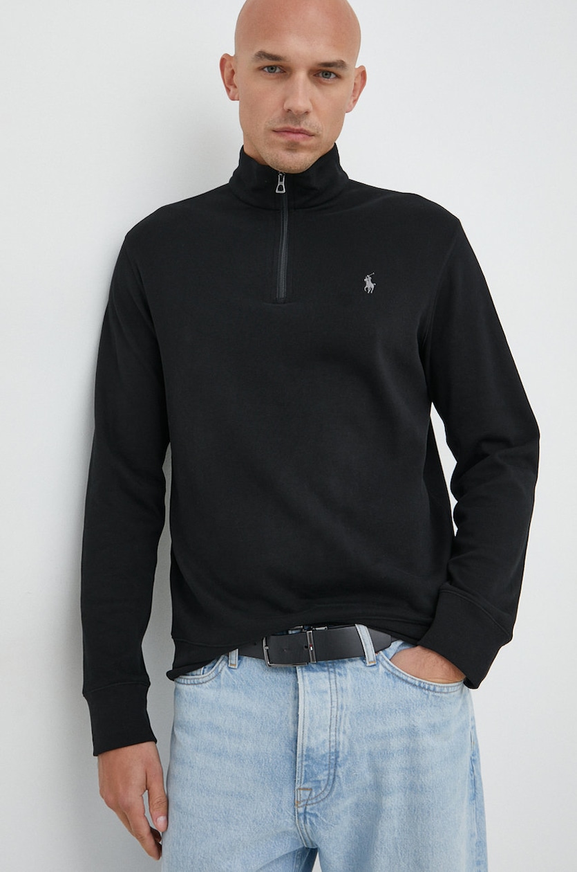 Polo Ralph Lauren sweatshirt Fleece-LSL-SWS men's black color