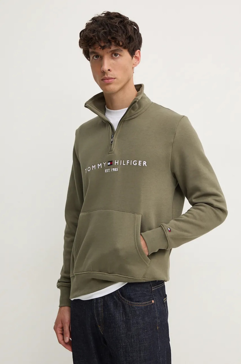 Tommy Hilfiger felpa uomo colore verde