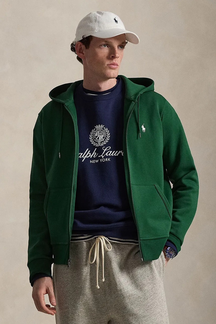 Lacoste кофта с капюшоном с хлопком для мужчин тёмно-синяя SH9626