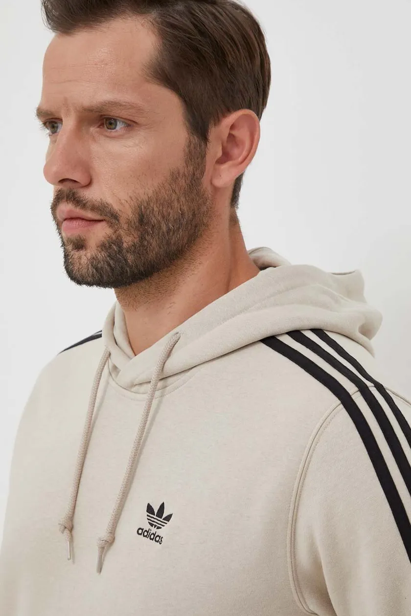 Μπλούζα adidas Originals χρώμα: μπεζ, με κουκούλα