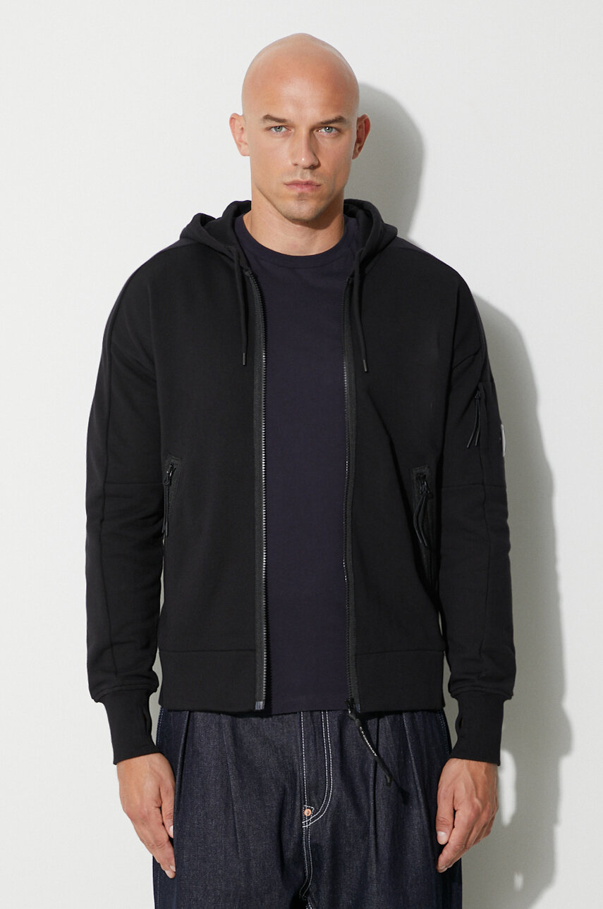 C.P. Company Lens-detail knitted hoodie - Black